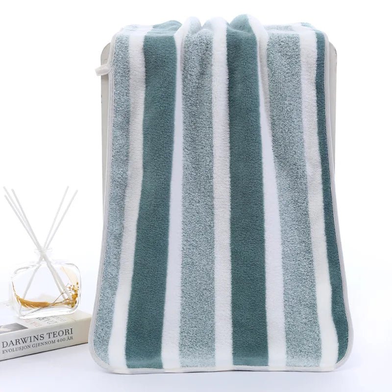 Julia M Lifestyles Microfiber Striped Towel Set - Soft & Quick-Dry - Julia M LifeStyles