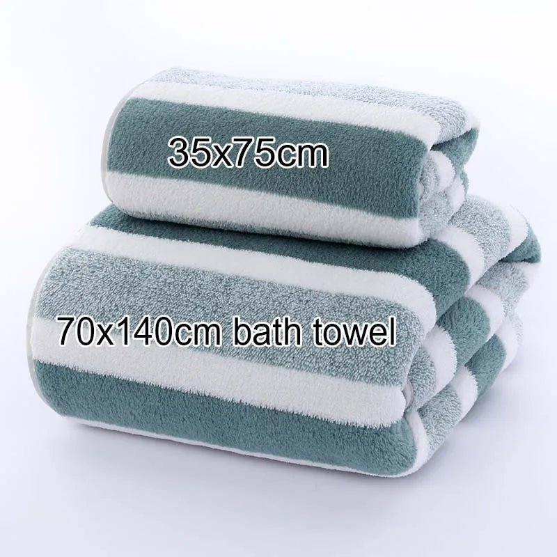 Julia M Lifestyles Microfiber Striped Towel Set - Soft & Quick-Dry - Julia M LifeStyles