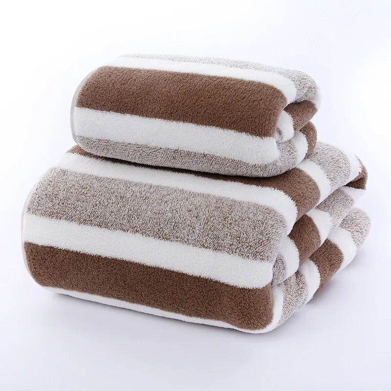 Julia M Lifestyles Microfiber Striped Towel Set - Soft & Quick-Dry - Julia M LifeStyles