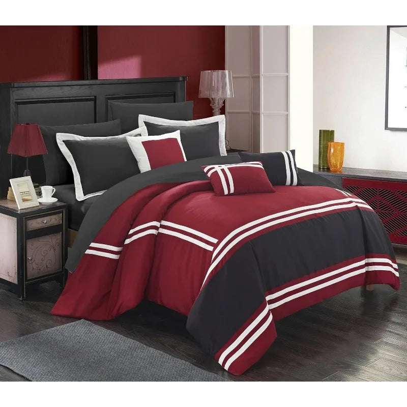 10-Piece Luxe Comforter Bedding Set quilts & comforters Julia M Home & Kitchen Red Queen United States