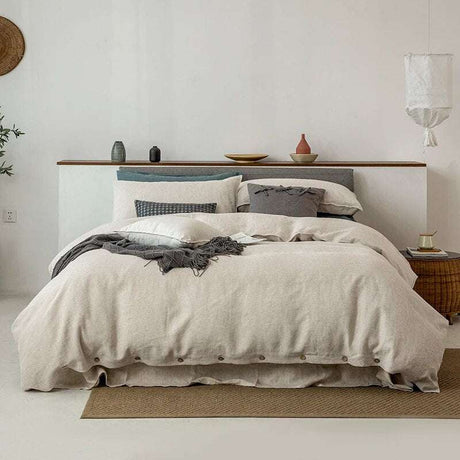 Pure Linen Skin-Friendly Bedding Set 100% pure linen duvet cover set Julia M Home & Kitchen linen US Twin 4pcs Flat Bed Sheet