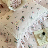 100% Cotton Spring Garden Flowers Botanical Chic Ruffles Soft Comfortable Double Queen (1Duvet Cover+1Bed Sheet+2Pillowcases) - Julia M LifeStyles