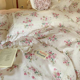 100% Cotton Spring Garden Flowers Botanical Chic Ruffles Soft Comfortable Double Queen (1Duvet Cover+1Bed Sheet+2Pillowcases) - Julia M LifeStyles