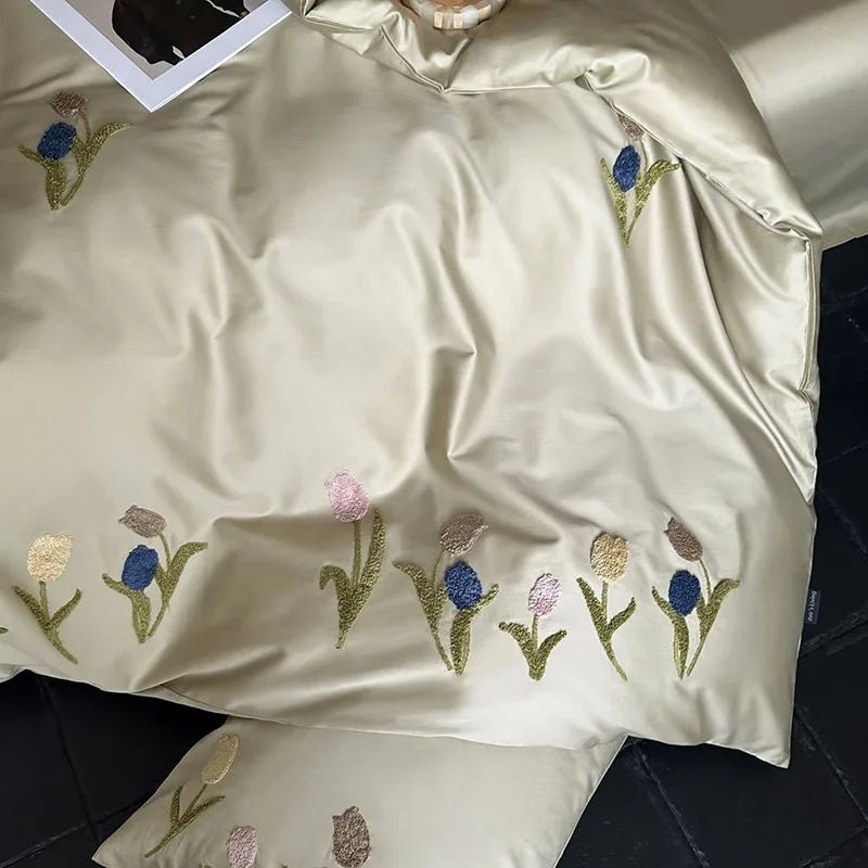 Luxury 100% Long-Staple Cotton Embroidered Queen Bedding Set - Julia M LifeStyles