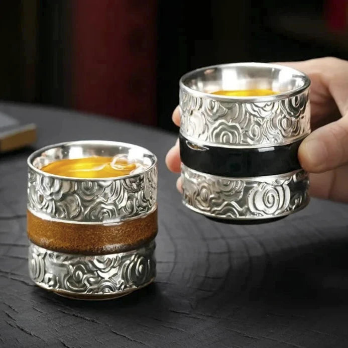 Luxurious Handmade 999 Pure Silver Gilded Tianmu Teacup - 100ml - Julia M LifeStyles