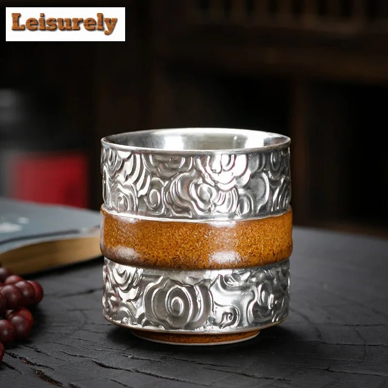 Luxurious Handmade 999 Pure Silver Gilded Tianmu Teacup - 100ml - Julia M LifeStyles