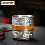 100ml Handmade 999 Pure Silver Gilded Teacup Tianmu Glaze Cloud Master Cup Coffee Mug Personal Water Jug High End Cha Gift Box - Julia M LifeStyles