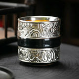 Luxurious Handmade 999 Pure Silver Gilded Tianmu Teacup - 100ml - Julia M LifeStyles