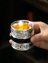 Luxurious Handmade 999 Pure Silver Gilded Tianmu Teacup - 100ml - Julia M LifeStyles