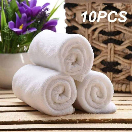 10pc White Soft Microfiber Fabric Face Towel - Julia M LifeStyles