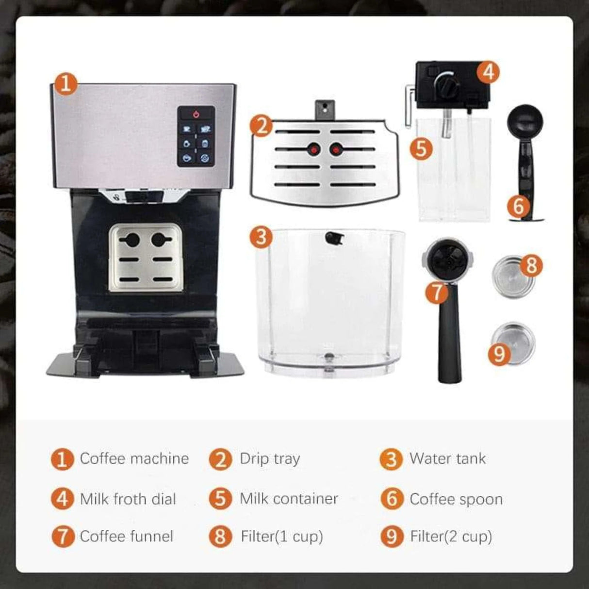 19 Bar All - in - One Coffee - Espresso Maker with Milk Froth - Julia M LifeStyles