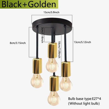 1Pc black modern 4 E27 bulb base ceiling light, suitable for bedroom, kitchen, hallway, corridor chandelier(without bulb) - Julia M LifeStyles