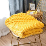 1PC Flannel Throw Rug Blanket Light Luxury Solid Color Rabbit Velvet Blanket Winter Thick Warm Striped Super Warm Blanket - Julia M LifeStyles