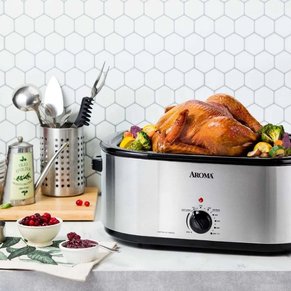 22 Quart Electric Roaster Oven Stainless Steel with Self - Basting Lid, ART - 712SB - Julia M LifeStyles