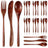 24 - Piece Wooden Dinner Cutlery Set 🍴 - Julia M LifeStyles