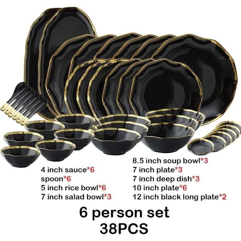 24pc Set Geometric 2 Color Dinnerware Set - Julia M LifeStyles