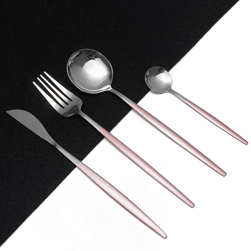 24Pcs/set Stainless Steel Black Gold/Black Cutlery set - Julia M LifeStyles