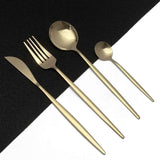 24Pcs/set Stainless Steel Black Gold/Black Cutlery set - Julia M LifeStyles