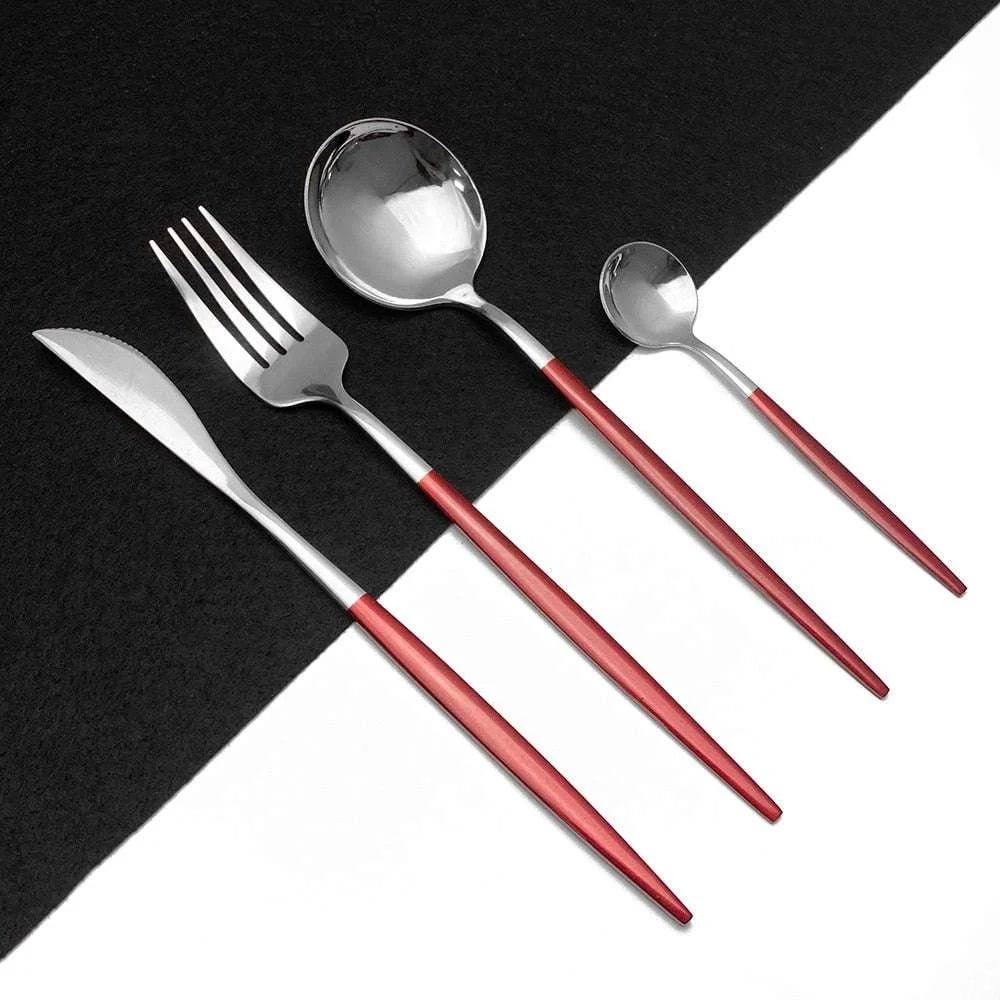 24Pcs/set Stainless Steel Black Gold/Black Cutlery set - Julia M LifeStyles