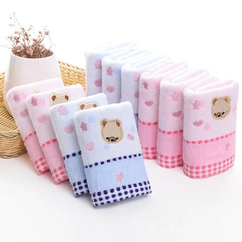 2pcs 100%Cotton Cartoon Bear Jacquard Children Face Towel Soft Absorbent Cute Small Bath Towel 25*50cm - Julia M LifeStyles