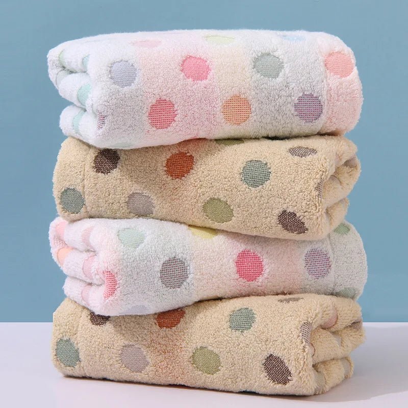 2pcs Cute Dot Face Towel 100 Cotton 35*75 for Children Women Men Adults Bathroom Terry Cloth High Quality - Julia M LifeStyles