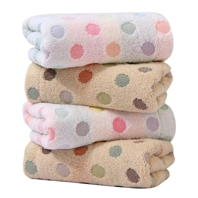 2pcs Cute Dot Face Towel 100 Cotton 35*75 for Children Women Men Adults Bathroom Terry Cloth High Quality - Julia M LifeStyles