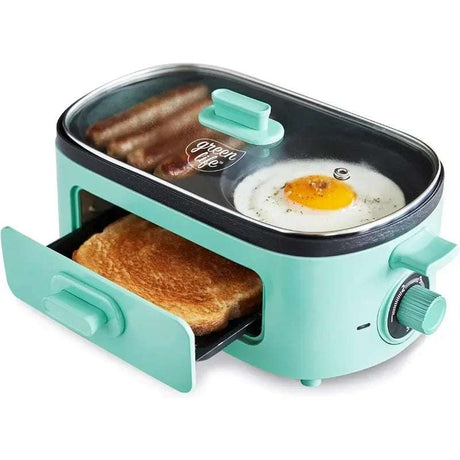 Turquoise 3-in-1 Breakfast Griddle 3 in 1 breakfast station no coffee Julia M Home & Kitchen United States  
