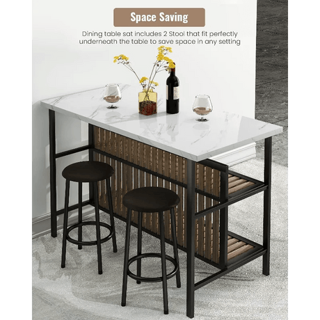 3 Piece Bar Table Set with Storage & Seating - Julia M LifeStyles