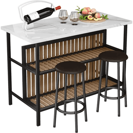 3 Piece Bar Table Set with Storage & Seating - Julia M LifeStyles