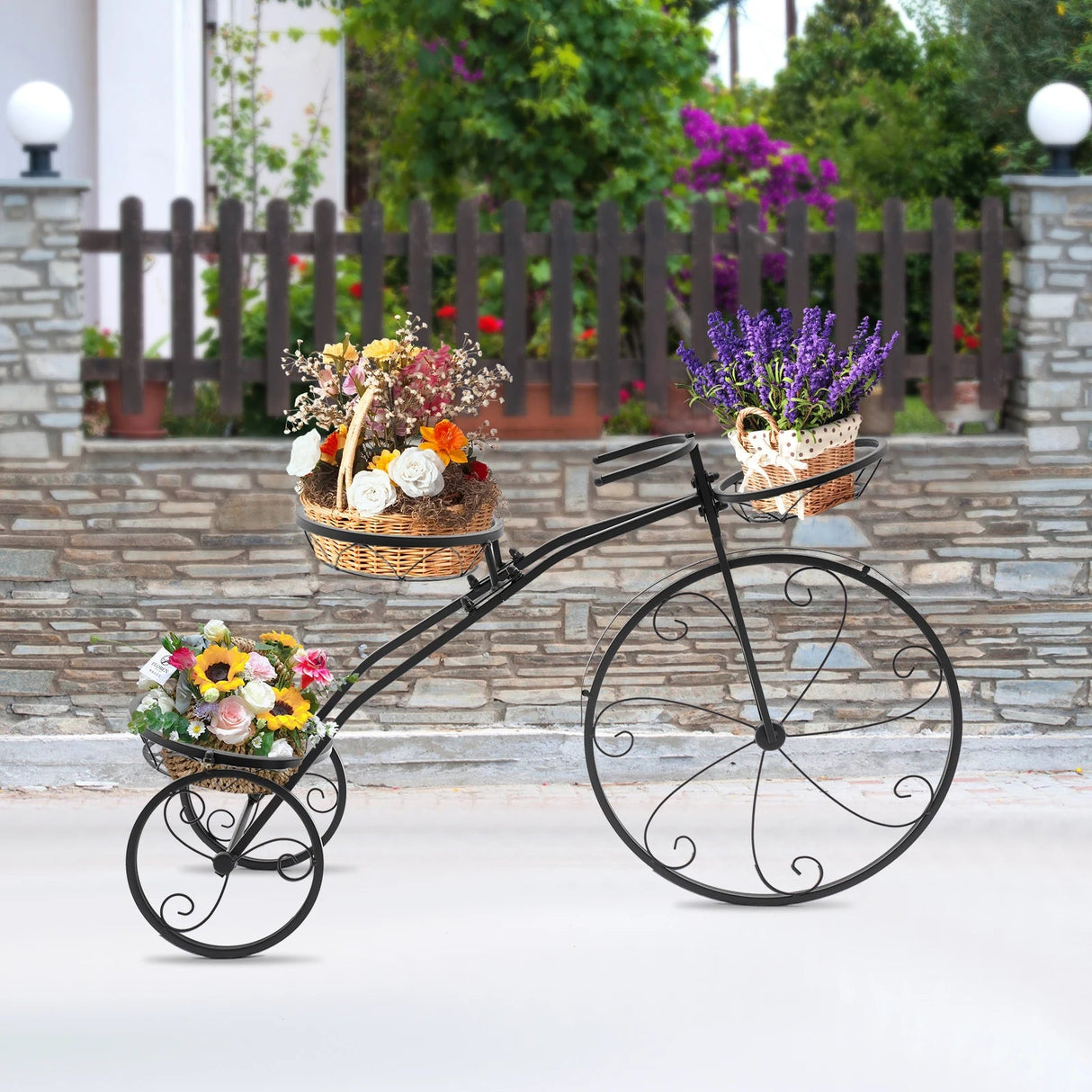 3-Tier Metal Bicycle Planter Rack for Indoor/Outdoor Use - Julia M LifeStyles