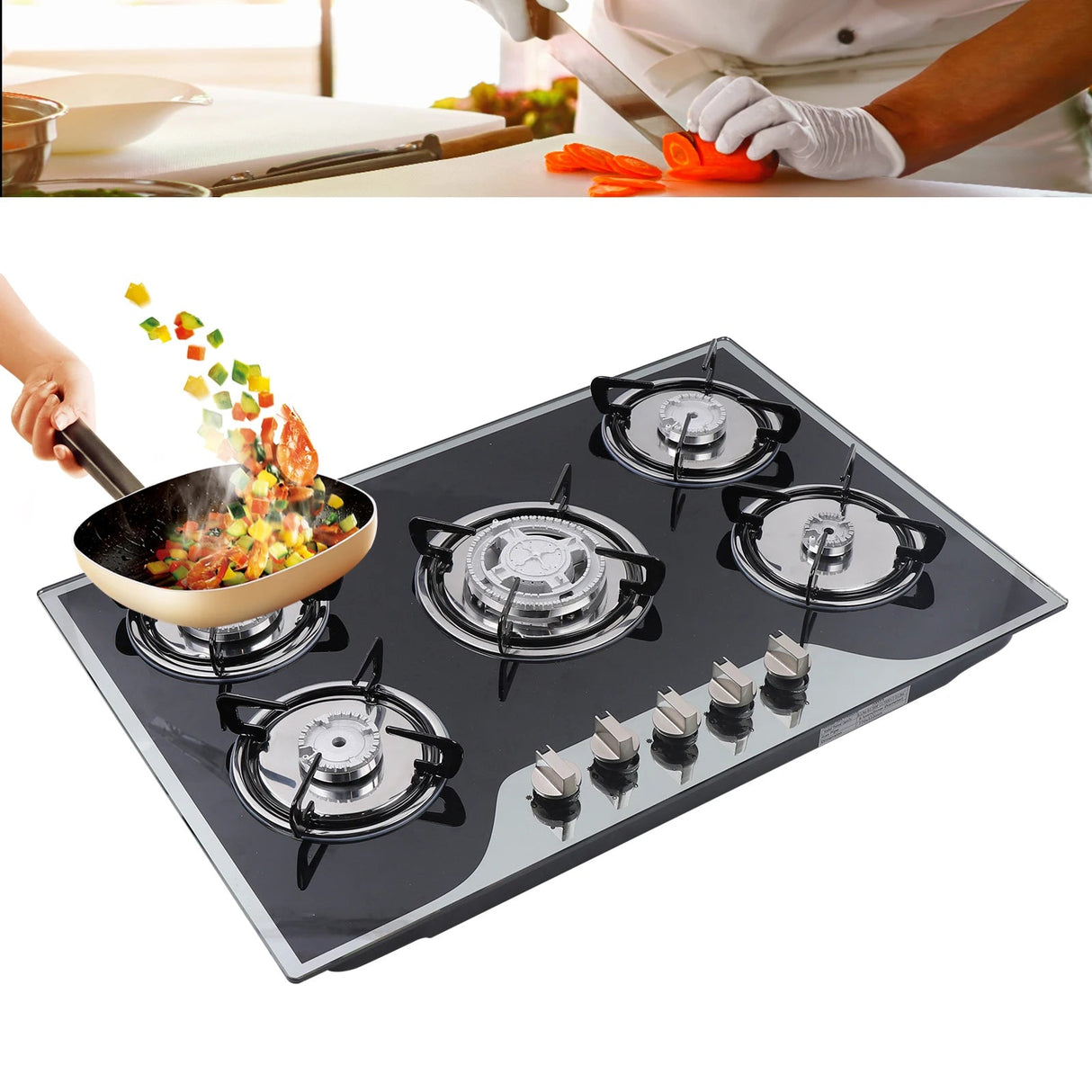 30.3" LPG/NG Gas COOKTOP Built - in 5Burner Stove Hob Cooktop Tempered Glass - Julia M LifeStyles