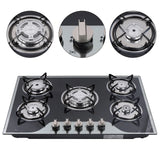 30.3" LPG/NG Gas COOKTOP Built - in 5Burner Stove Hob Cooktop Tempered Glass - Julia M LifeStyles