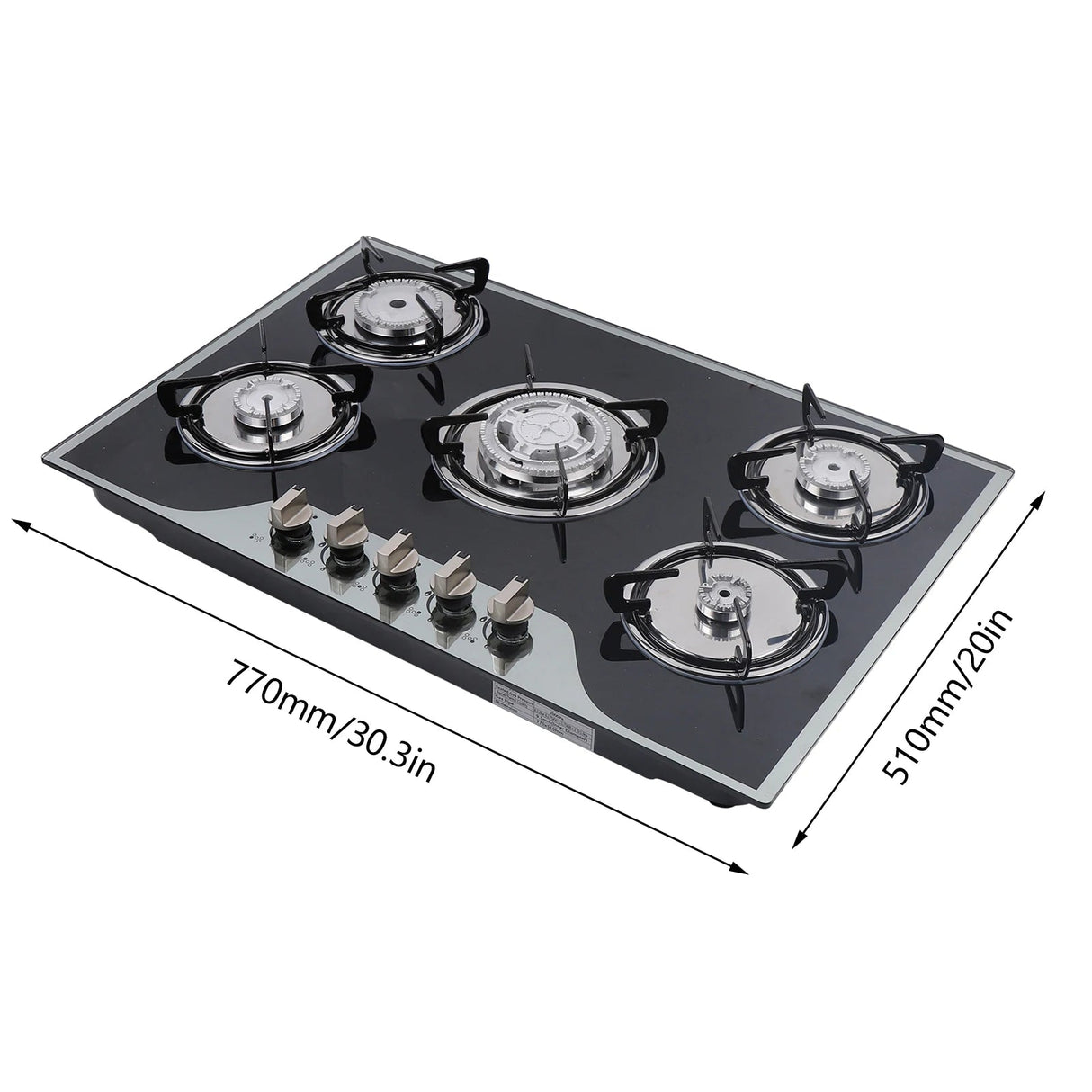 30.3" LPG/NG Gas COOKTOP Built - in 5Burner Stove Hob Cooktop Tempered Glass - Julia M LifeStyles