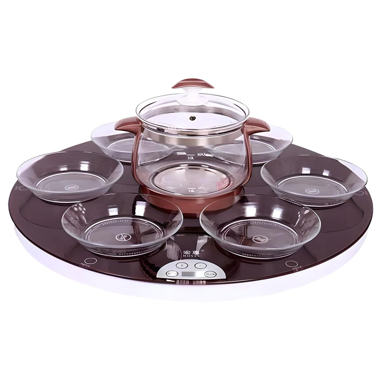 360° Rotating Dining Table with 6 Plates & Stockpot - Julia M LifeStyles