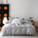 3pcs Button Duvet Cover Queen Twin Double Queen King White Gray Soft 100%Washed Microfiber Bedding Duvet Cover Set Pillowcases - Julia M LifeStyles