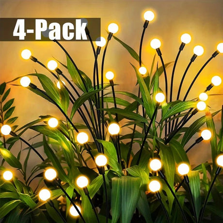 4 Pack 8 LED Solar Firefly Garden Light, String Lights for Festive Outdoor Decor, Sway by Wind - Julia M LifeStyles