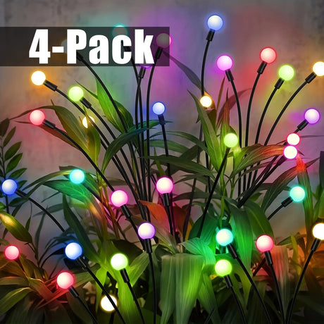 4 Pack 8 LED Solar Firefly Garden Light, String Lights for Festive Outdoor Decor, Sway by Wind - Julia M LifeStyles