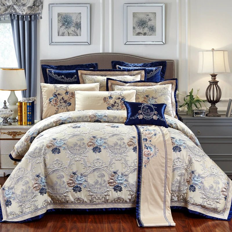 Luxury Jacquard Cotton Bedding Set - King/Queen Size - Julia M LifeStyles