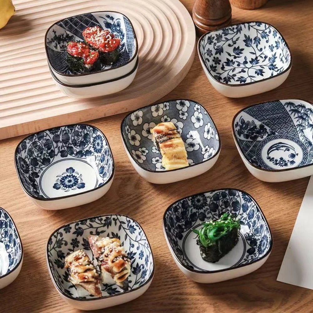 Japanese Blue and White Porcelain Sauce Plates Set - Julia M LifeStyles