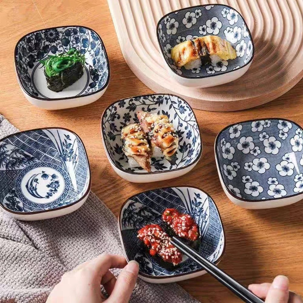 Japanese Blue and White Porcelain Sauce Plates Set - Julia M LifeStyles