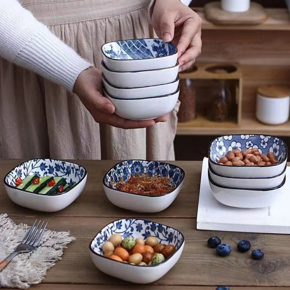 Japanese Blue and White Porcelain Sauce Plates Set - Julia M LifeStyles