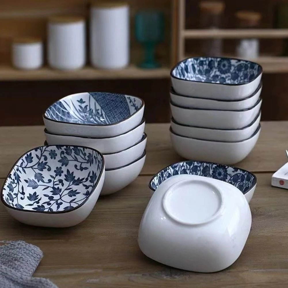 Japanese Blue and White Porcelain Sauce Plates Set - Julia M LifeStyles