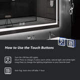 48 x 36 Inches LED Bathroom Mirror with Front ,Anti-Fog,3 Colors and Dimmable Light - Julia M LifeStyles