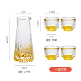 5 Pc Crystal Color Dot Hammer Pattern Sake Set 1 Pcs Sake Bottle And 4 Pcs Sake Cups Japanese Style Wine Decanter Shot Glass Set - Julia M LifeStyles