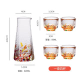 5 Pc Crystal Color Dot Hammer Pattern Sake Set 1 Pcs Sake Bottle And 4 Pcs Sake Cups Japanese Style Wine Decanter Shot Glass Set - Julia M LifeStyles