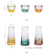 5 Pc Crystal Color Dot Hammer Pattern Sake Set 1 Pcs Sake Bottle And 4 Pcs Sake Cups Japanese Style Wine Decanter Shot Glass Set - Julia M LifeStyles