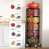 5 Tier Rotating Fruit Vegetable Storage Rack with Metal Lid - Julia M LifeStyles