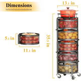 5 Tier Rotating Fruit Vegetable Storage Rack with Metal Lid - Julia M LifeStyles