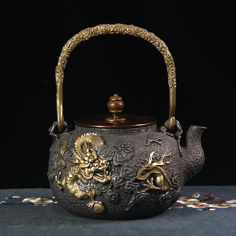 Opulent Dragon and Phoenix Gilt Iron Pot eletric pottery iron pot Julia M LifeStyles Xiangyun  