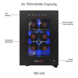 6-Bottle Wine Cooler, 13-Liter Mini Fridge with Wine Rack and Temperature Control - Julia M LifeStyles